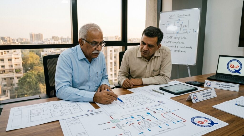 two consultants reviewing