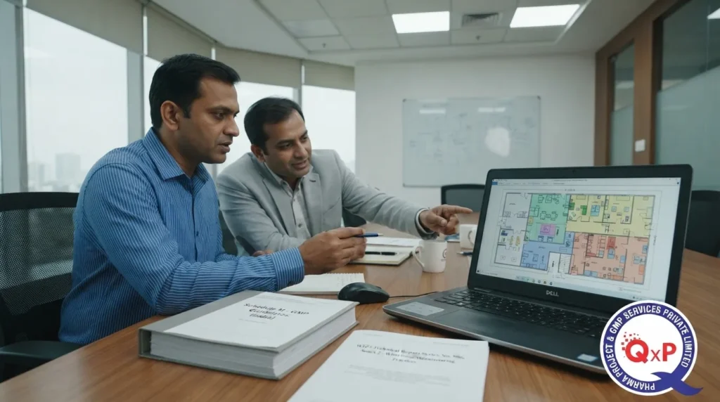 pharma consultants discussing gmp facility design
