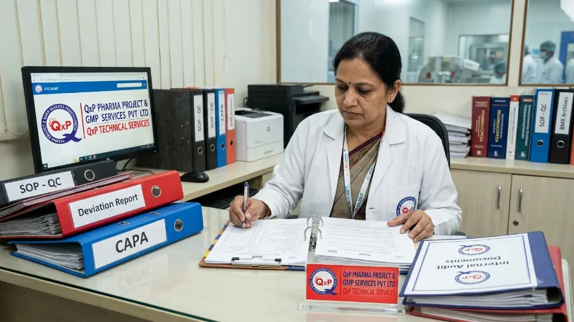 QA officer reviewing documents